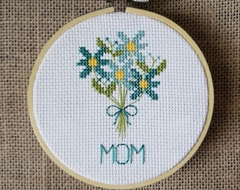 Counted Cross Stitch Mother's Day Mom Bouquet Pattern - PDF Download