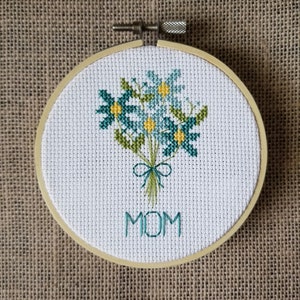 Counted Cross Stitch Mother's Day Mom Bouquet Pattern - PDF Download