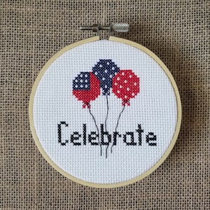 Counted Cross Stitch Patriotic Balloons Pattern - PDF Download