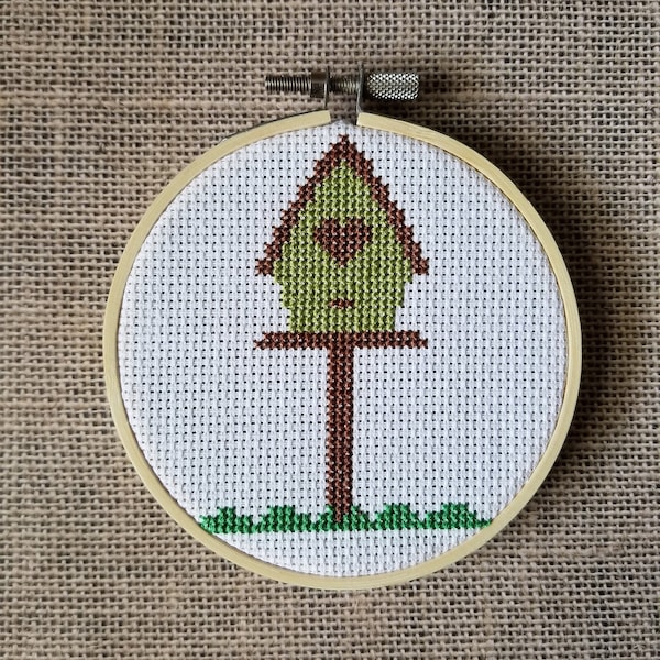Counted Cross Stitch Birdhouse Pattern - PDF Download