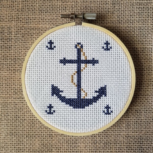 Counted Cross Stitch Nautical Anchor Pattern - PDF Download
