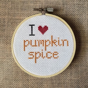 Counted Cross Stitch I Love Pumpkin Spice Pattern - PDF Download