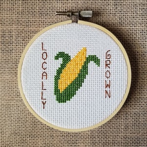 Counted Cross Stitch Locally Grown Corn Cob Pattern - PDF Download