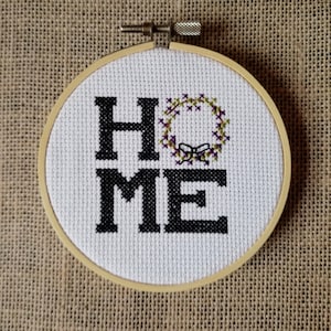 Counted Cross Stitch Home Wreath Pattern - PDF Download