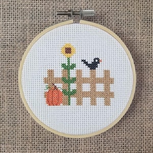 Counted Cross Stitch Fall Fence Pattern - PDF Download