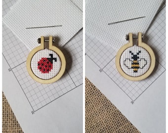 Counted Cross Stitch Ladybug and Bumblebee Minis 2 Patterns - PDF Download