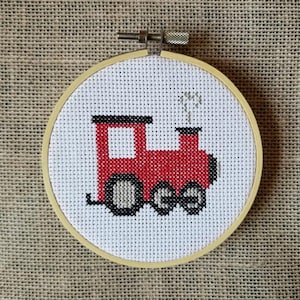Counted Cross Stitch Red Train Engine Pattern - PDF Download