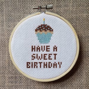 Counted Cross Stitch Cupcake Sweet Birthday Pattern - PDF Download