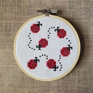 Counted Cross Stitch Ladybug Trail Pattern - PDF Download
