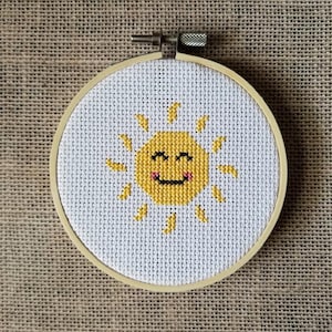 Counted Cross Stitch Yellow Sunshine Sun Pattern - PDF Download