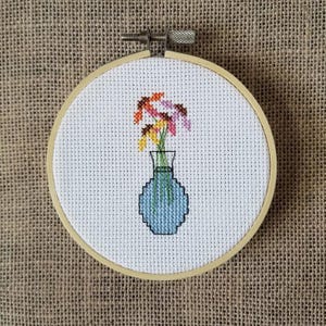 Counted Cross Stitch Flower Vase Pattern - PDF Download