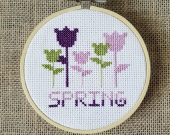 Counted Cross Stitch Spring Tulips Pattern - PDF Download
