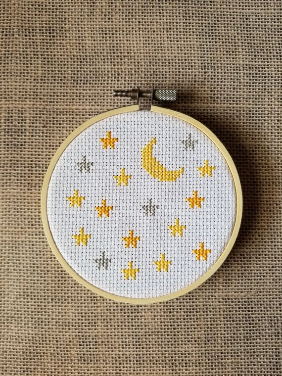 Counted Cross Stitch Moon and Stars Pattern PDF Download Etsy