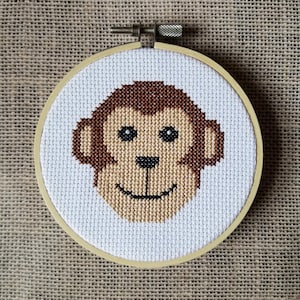 Counted Cross Stitch Monkey Face Pattern - PDF Download