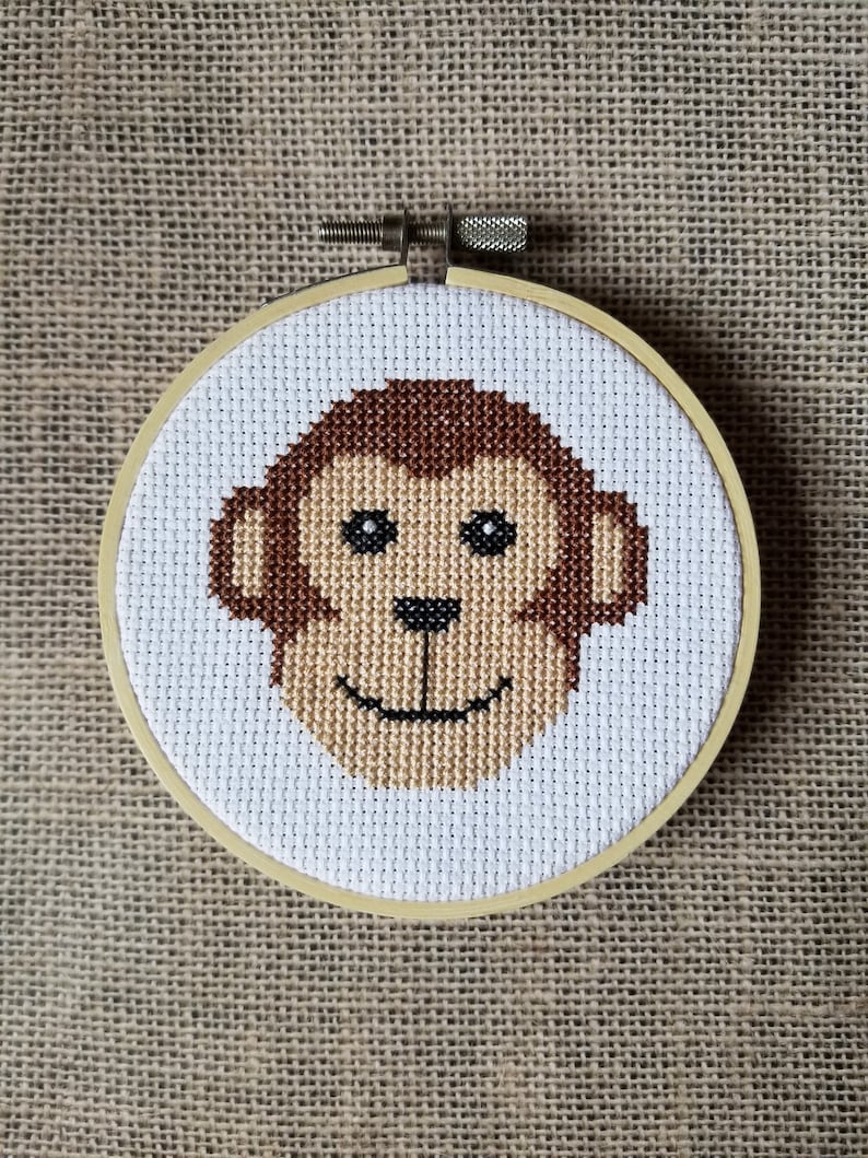 Counted Cross Stitch Monkey Face Pattern - PDF Download - Etsy