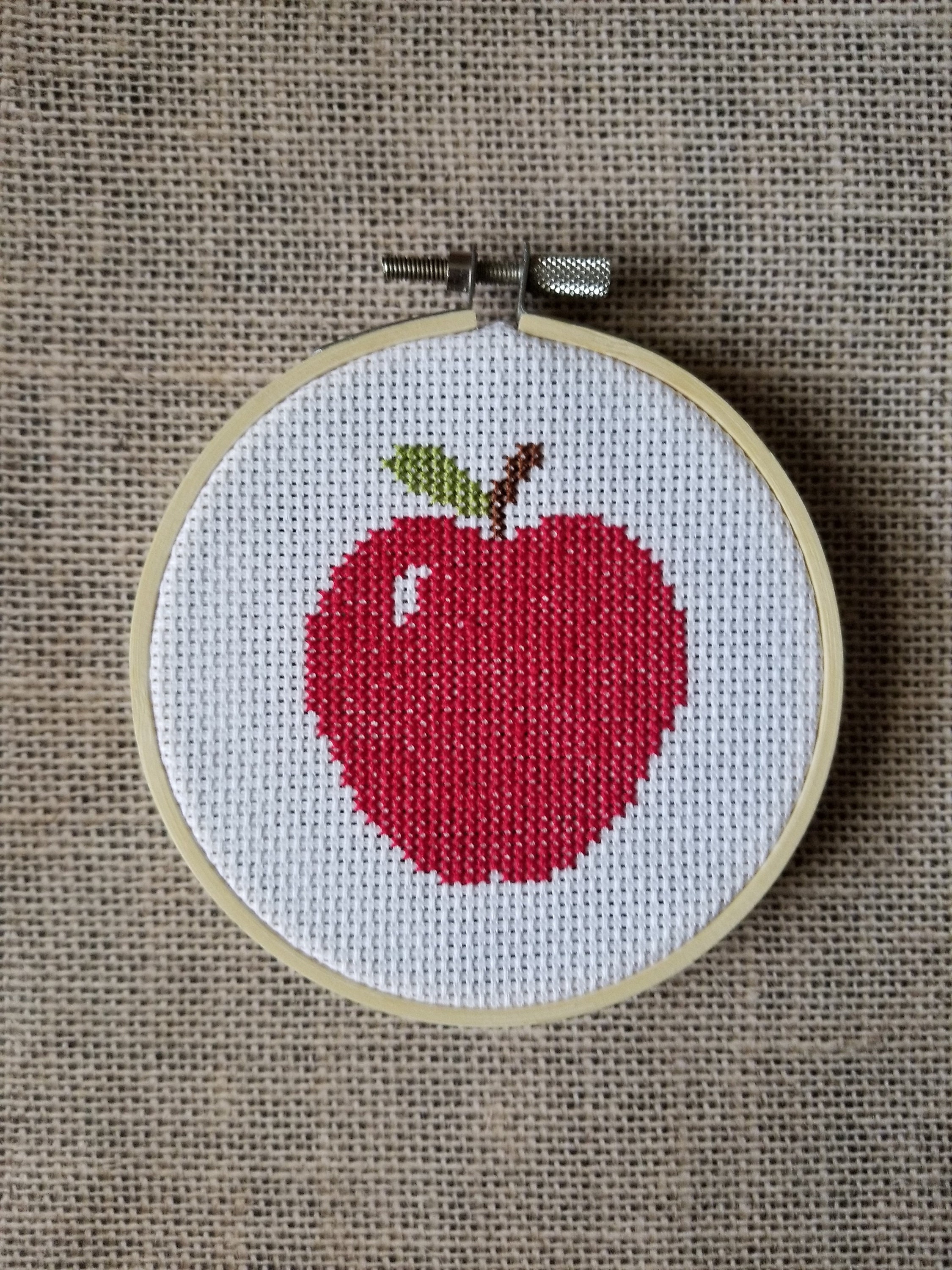 Counted Cross Stitch Red Apple Pattern - PDF Download