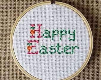 DIY Counted Cross Stitch Happy Easter Small Pattern - PDF Download