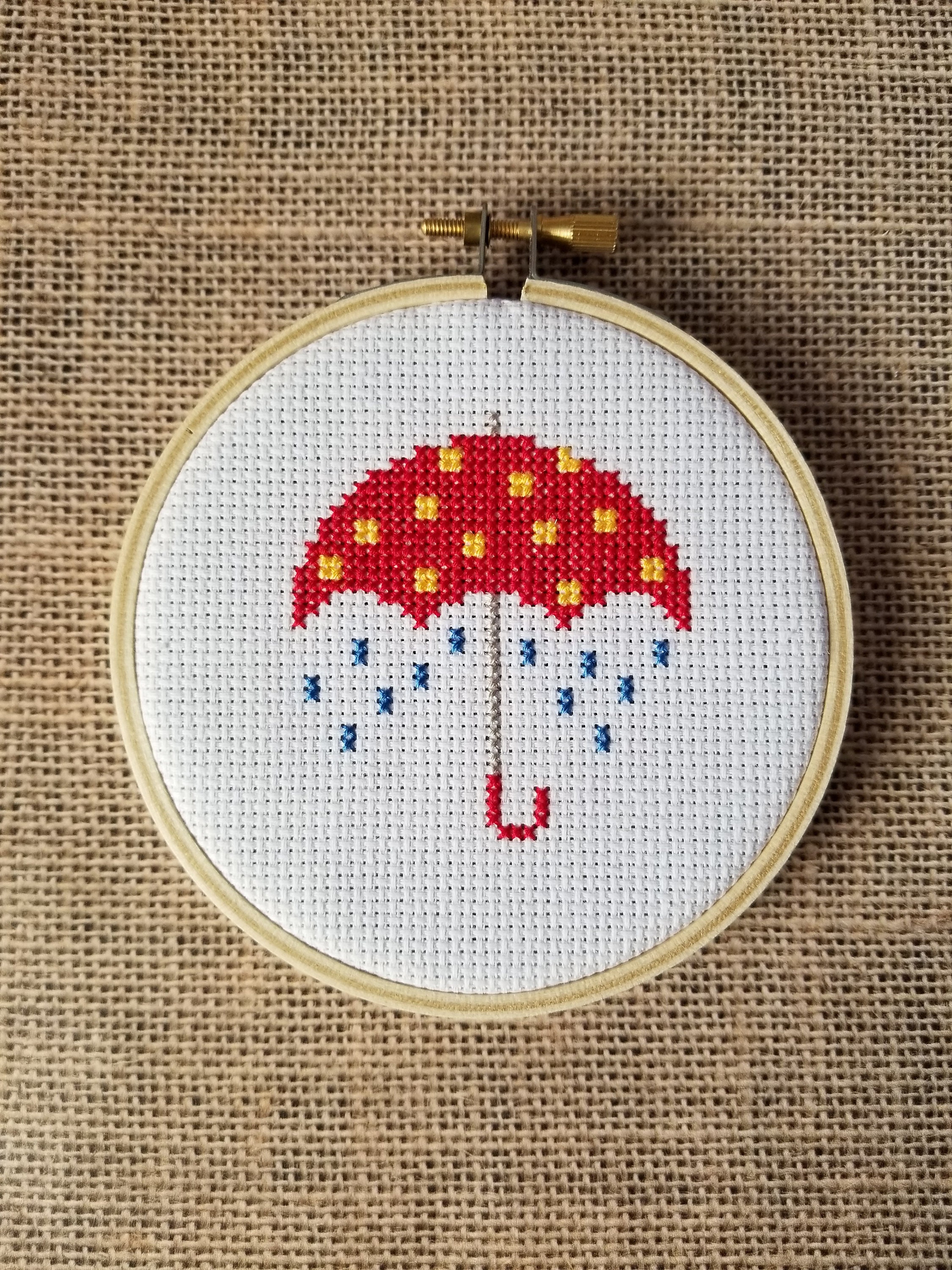 Counted Cross Stitch Wet Umbrella Small Pattern PDF Download Etsy