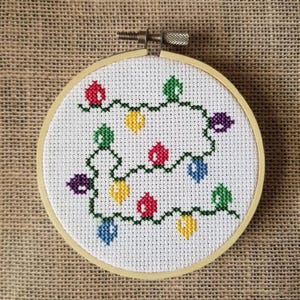 Counted Cross Stitch Christmas Holiday String of Lights Pattern - PDF Download