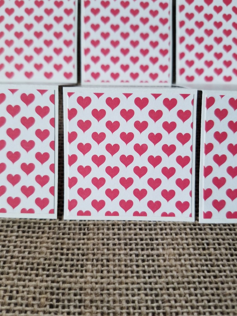 Valentine Mini Cards Blank Heart Gift Tags Set of 12 2x2 Enclosure Note Card