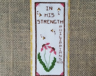 Counted Cross Stitch Bees and Flowers Scripture Bookmark Pattern - PDF Download