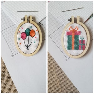 Counted Cross Stitch Balloons and Gifts Minis 2 Patterns - PDF Download