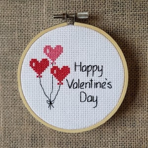 Counted Cross Stitch Valentine&#39;s Day Balloons Pattern - PDF Download