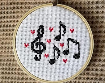 Counted Cross Stitch Love Notes Music Small Pattern - PDF Download