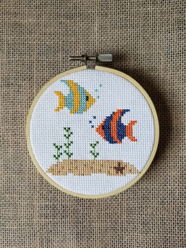 Counted Cross Stitch Ocean Fish Pattern PDF Download image 1