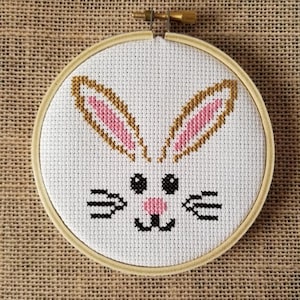 Counted Cross Stitch Easter Bunny Face Pattern - PDF Download