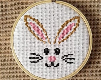 Counted Cross Stitch Easter Bunny Face Pattern - PDF Download