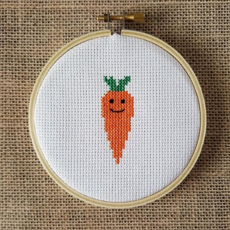 Counted Cross Stitch Easter Carrot Happy Carrot Small Pattern - PDF Download
