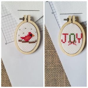 Counted Cross Stitch Winter Cardinal and Joy Minis 2 Patterns - PDF Download