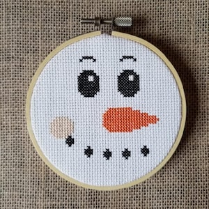 Counted Cross Stitch Snowman Face Pattern - PDF Download