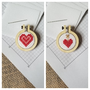 Counted Cross Stitch Heart and Hanging Heart Minis 2 Patterns - PDF Download