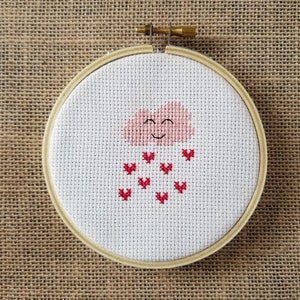 DIY Counted Cross Stitch Love Cloud Small Pattern - PDF Download