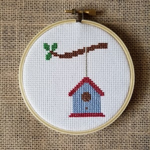 Counted Cross Stitch Hanging Birdhouse Small Pattern - PDF Download