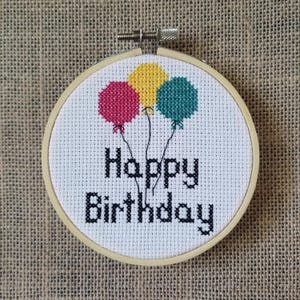 Counted Cross Stitch Birthday Balloons Pattern - PDF Download