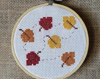 Leaves Modern Cross Stitch Pattern PDF Chart Set of 4 Autumn Leaves ...