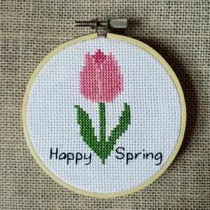 Counted Cross Stitch Happy Spring Tulip Pattern - PDF Download