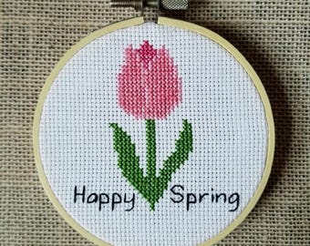 Counted Cross Stitch Happy Spring Tulip Pattern - PDF Download