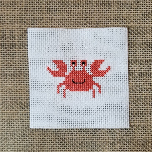 Completed Cross Stitch Beach Coral Crab Finished Piece for DIY Crafts