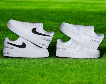 Bride And Groom Pearl Wedding AF1 Shoes, Personalized Wedding Sneakers For Couples, Bride and Groom Shoes, Wedding Shoes Gift, Free Shipping