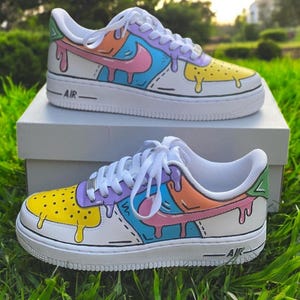 Colorful Cartoon Drip Custom Air Force 1 Shoes, Hand Painted Colorful Cartoon Drip AF1 Sneakers, Personalized AF1, Free Shipping