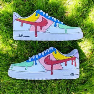 Multicolor Colorful Graffiti Cartoon Custom Air Force 1 Shoes, Custom Hand Painted Colorful AF1, Hand Painted AF1 Shoes, Free Shipping