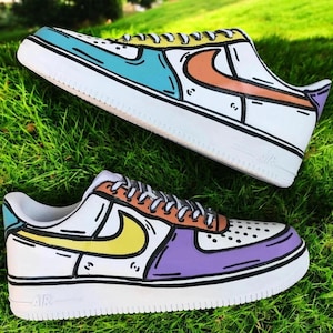 Colorful Cartoon Custom Air Force 1 Shoes, Custom Hand Painted Colorful Cartoon AF1, Personalized AF1 Shoes, Free Shipping