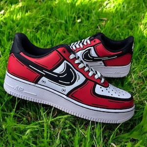 Red Drip Cartoon Custom Air Force 1 Shoes, Custom Hand Painted Red Drip Cartoon AF1, Red Drip Shoes, Hand Painted AF1 Sneaker, Free Shipping