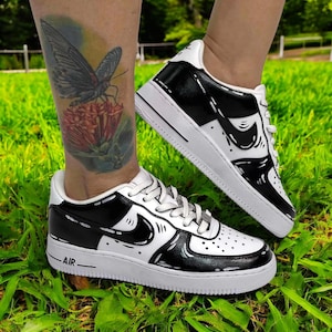 Black Cartoon Custom Air Force 1 Shoes, Custom Hand Painted Black Cartoon AF1, Black Cartoon Shoes, Hand Painted AF1 Shoes, Free Shipping