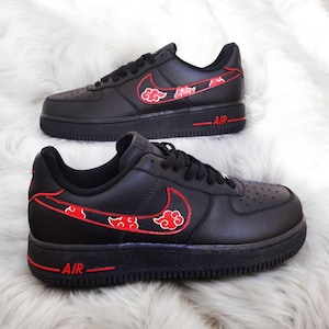 Black Red Custom Air Force 1 Shoes, Custom Hand Painted Black Red  AF1 Sneakers, Black Drip Shoes, Personalized AF1 Shoes, Free Shipping