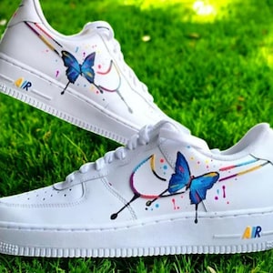 Butterfly Rainbow Custom Air Force 1 Shoes, Custom Hand Painted Butterfly Rainbow AF1 Sneakers, Personalized AF1 Shoes, Free Shipping
